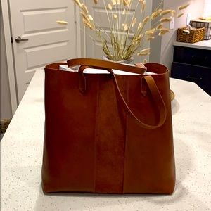 Madewell Transport Leather tote with suede stripe